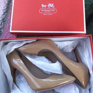 Coach Harlee Patent Leather Pumps 8.5 Light Camel